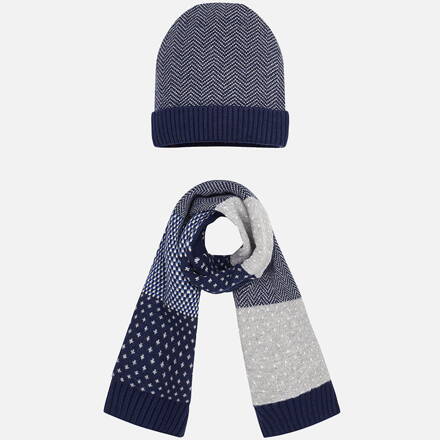 čiapka - šál set / Striped scarf cap set        